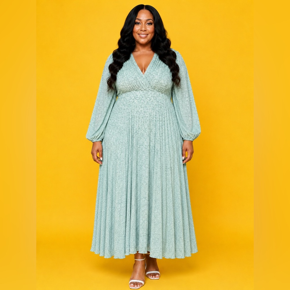 Boohoo Mint Green Floral Wrap Maxi Dress